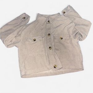 Beige Corduroy Button-Up Jacket